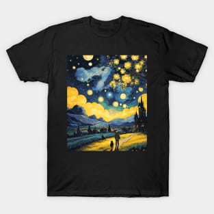 Starry Night Cat, Van Gogh Cat, Cat Lover, Cat Mom, Cat Dad T-Shirt